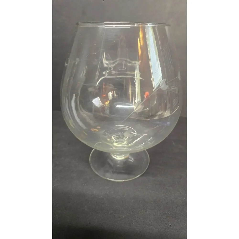 Vintage Princess House Large Snifter Glass Etched Leaf Vine Pattern Decorative